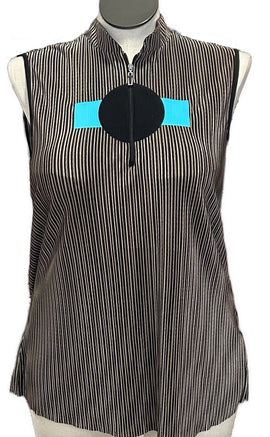 Jamie Sadock Tan & Black Crinkle Women's Sleeveless Golf Top Size XL