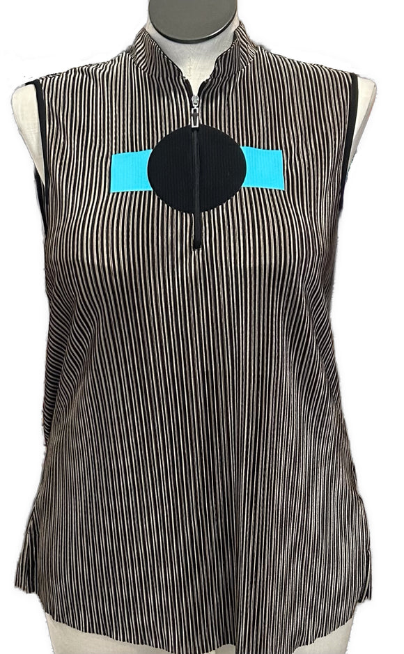 Jamie Sadock Tan & Black Crinkle Women's Sleeveless Golf Top Size XL
