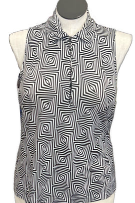 Sport Haley Black & White Geometric Print Sleeveless Golf Top Size XL