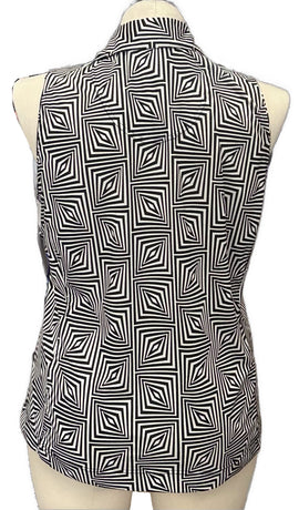 Sport Haley Black & White Geometric Print Sleeveless Golf Top Size XL - 0