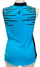 Jamie Sadock Blue & Black Patterned Women's Sleeveless Golf Top Size L-2