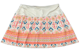 Lucky in Love Coral & White Patterned Micro Pleat 18” Golf Skort Size XL