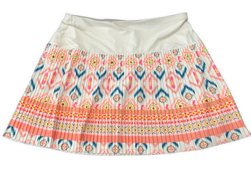 Lucky in Love Coral & White Patterned Micro Pleat 18” Golf Skort Size XL