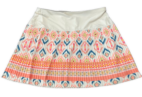 Lucky in Love Coral & White Patterned Micro Pleat 18” Golf Skort Size XL