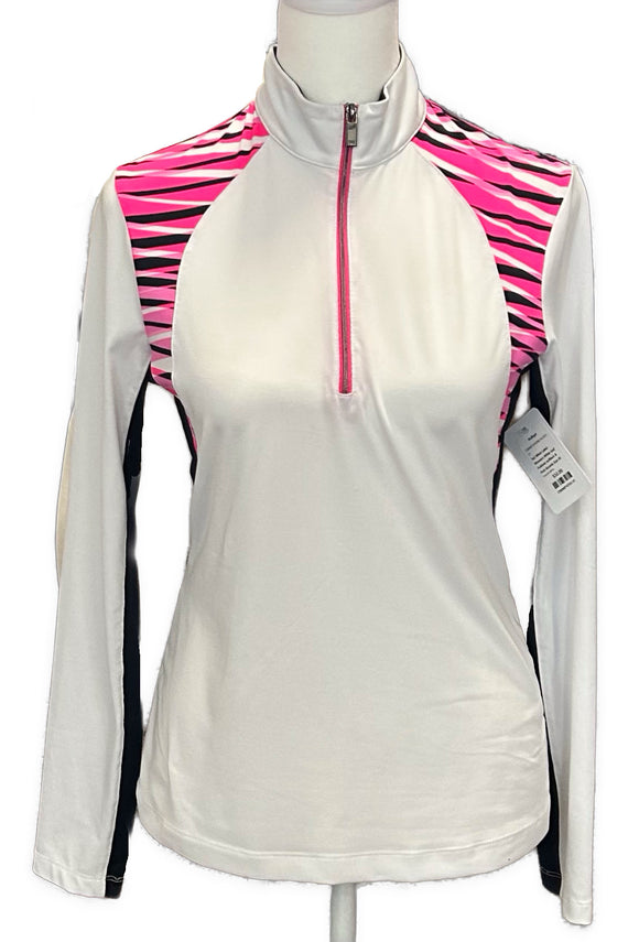 Tail White Label Women's White Golf Pullover w/Black & Pink Accents Size XS