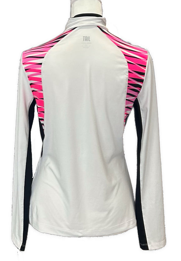 Tail White Label Women's White Golf Pullover w/Black & Pink Accents Size XS