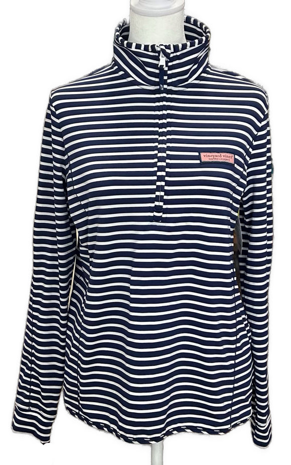 Vineyard Vines Navy & White Striped Women's Golf Pullover Size S MSP$118