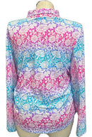 Ibkul Pink Purple & Teal Floral Print Women's Golf Pullover Size XXL MSP$91-2