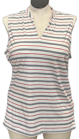 Puma Volition Women's Red White & Blue Striped Sleeveless Golf Top Size XL