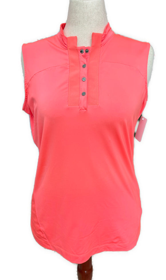 Tail Activewear Women's Coral Sleeveless Snap Golf Top Size L