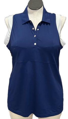 EP New York Navy Sleeveless Golf Top w/White Outlining Size XL