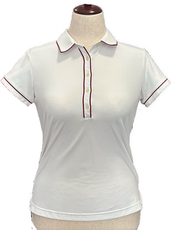 Adidas Women's White Short Sleeve Golf Top w/Maroon Outlining Size M