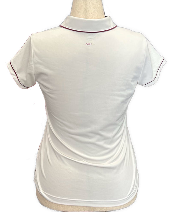 Adidas Women's White Short Sleeve Golf Top w/Maroon Outlining Size M