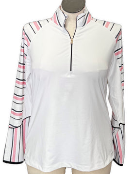 Fairway & Greene Women's White Pullover w/Striped Accents Size XL MSP$143