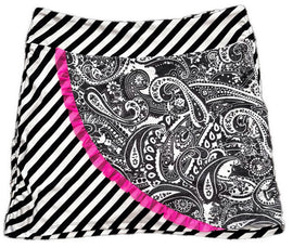 New Swingdish Black & White Striped Paisley 18” Golf Skort Size XL MSP$89