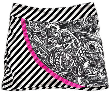 New Swingdish Black & White Striped Paisley 18” Golf Skort Size XL MSP$89