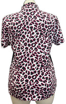 New Tail Activewear Joli Cheetah Short Sleeve Golf Top Size XL MSP$93-3