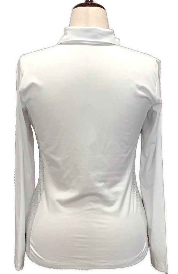 New Dunning Women's Long Sleeve White Tonal Golf Polo MSP$100