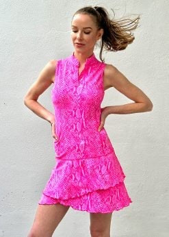 New Ella Belle Chacha Dress - Pink Python Size L MSP$160