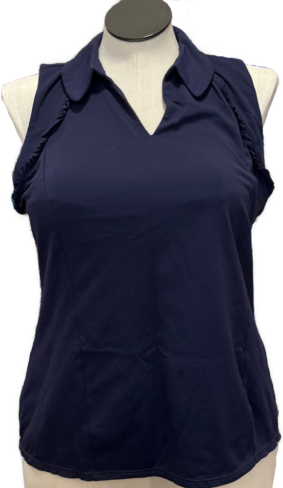 Lilly Pulitzer Luxletic Martina Navy Sleeveless Golf Polo Size XL MSP$88