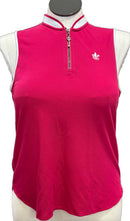 Belyn Key Magenta Pique Sleeveless Golf Top w/Logo Size L MSP$108-1