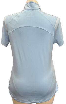 New Ahead Sky Blue Short Sleeve Zip Mock w/Logo Size L - 0