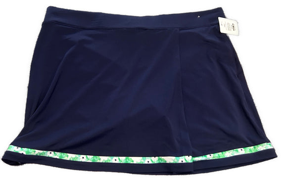 Pebble Beach Navy Golf Skort w/Green Floral Trim Size XL
