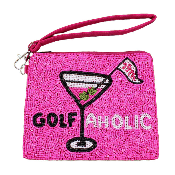 New Pink Golfaholic Beaddie Bag