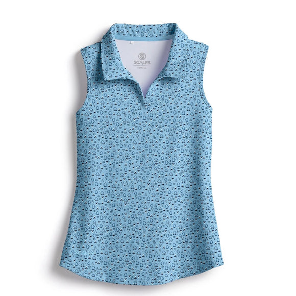 New Scales Jaws Women's Sleeveless Golf Polo Shirt MSP$80