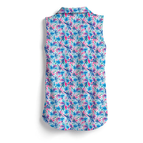 New Scales Women's Wild Flowers Sleeveless Golf Polo Size XS MSP$80