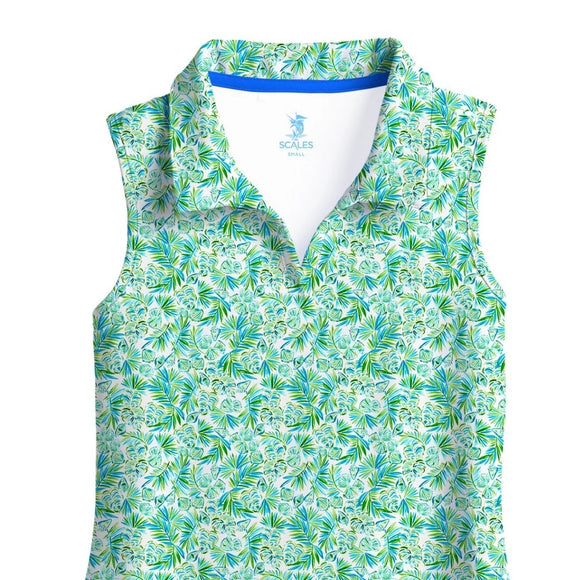 New Scales Women's Shell Tropics Sleeveless Golf Polo Size S MSP$80