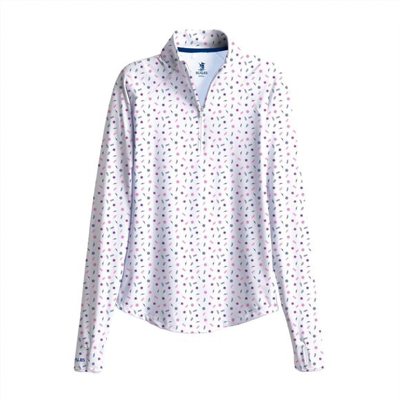 New Scales White Salty Knowledge LS Quarter Zip Size S MSP$85