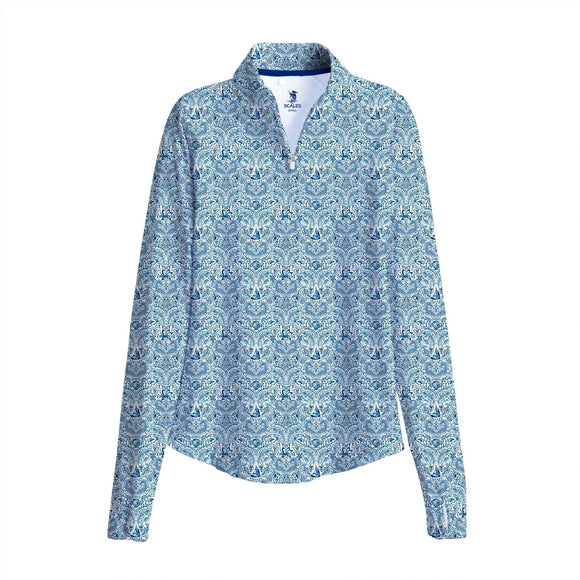 New Scales Women's Navy 12 Knots LS Quarter Zip Size S MSP$85