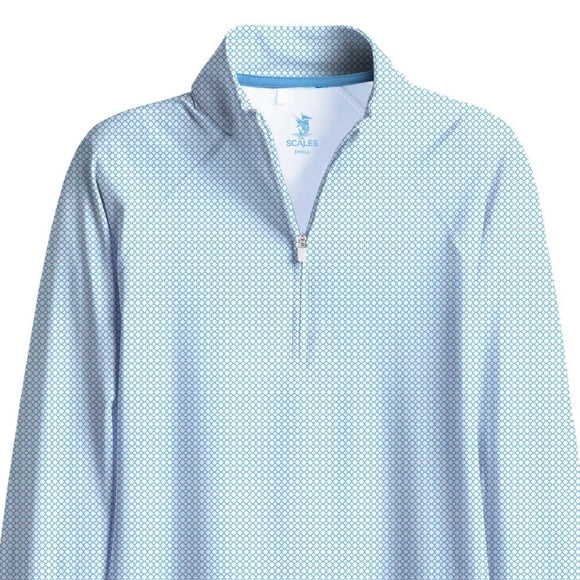 New Scales Women's Nautical Powder Blue LS Quarter Zip Size S MSP$85
