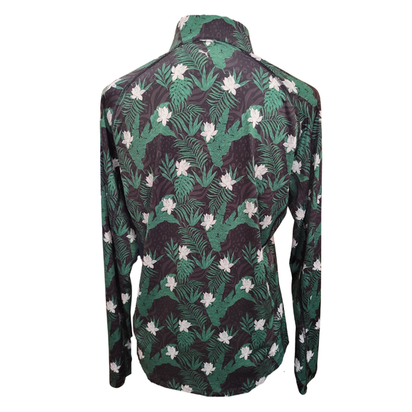 Puma 1/4 Zip Green/Black/White Foliage & Floral Pullover Size M MSP $65