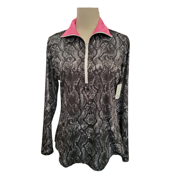Women's Jofit Black Snakeskin Print Golf Pullover Size M MSP$96