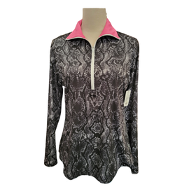 Women's Jofit Black Snakeskin Print Golf Pullover Size M MSP$96