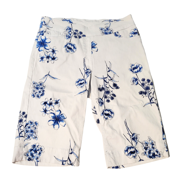 Slimsation White & bBlue Floral Golf Shorts Size 6