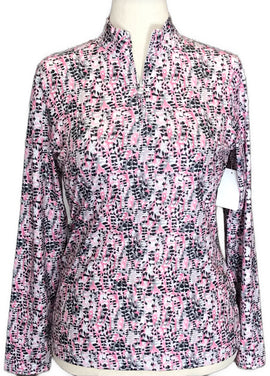 New Women's Daily Sports Pink Ormase Long Sleeve Golf Top MSP$104