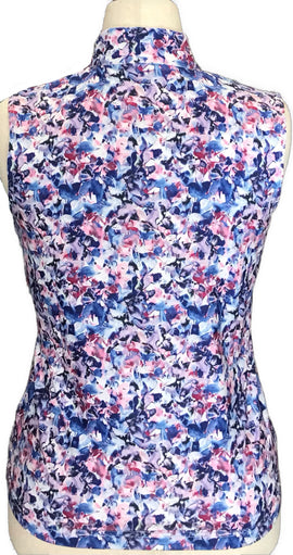 New Women's Daily Sports Ravenna Blue Flower Sleeveless Golf Top MSP$89 - 0