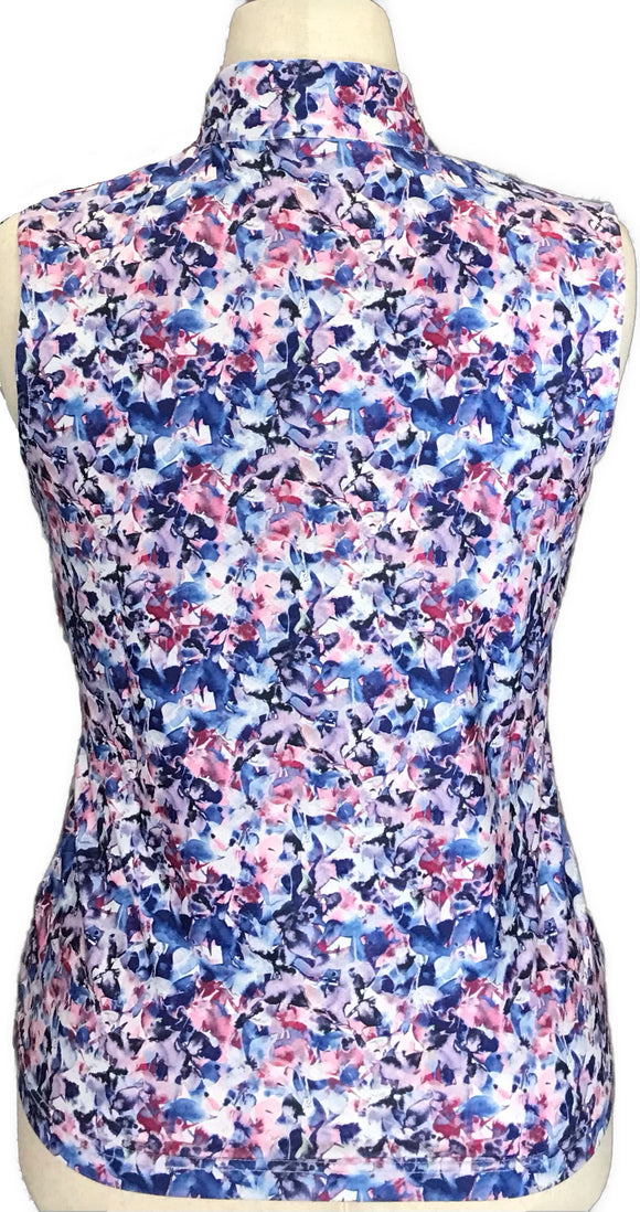 New Women's Daily Sports Ravenna Blue Flower Sleeveless Golf Top MSP$89