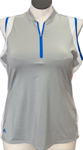 Adidas Gray & White Color Block Women's Sleeveless Golf Top Size XL