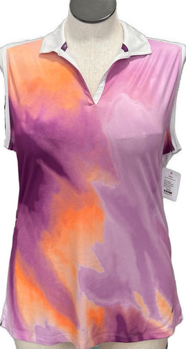 Nike Purple & Orange Watercolor Women's Sleeveless Golf Top Size XL