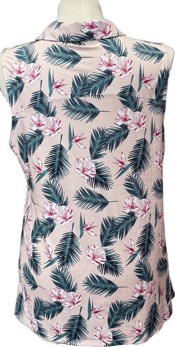 Puma Light Pink Tropical Patterned Women's Sleeveless Golf Top Size XL