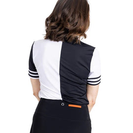 New Kinona Striped It Black Short Sleeve Golf Top Size M MSP$115 - 0