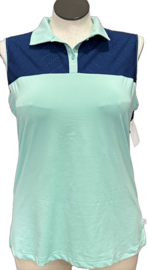 Lady Hagen Teal & Navy Women's Sleeveless Golf Top Size XL