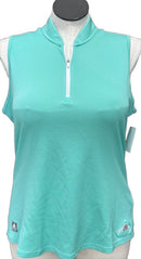 Adidas Mint Micro Dot Women's Sleeveless Golf Top w/Logo Size XL-1