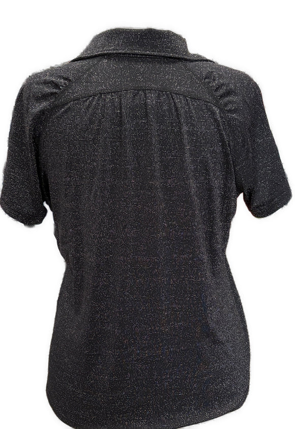 GGBlue Women's Black & Silver Metallic Golf Polo Size L MSP$88