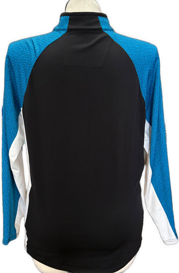 Antigua Black & Blue Patterned Women's Golf Pullover w/Logo Size XL - 0