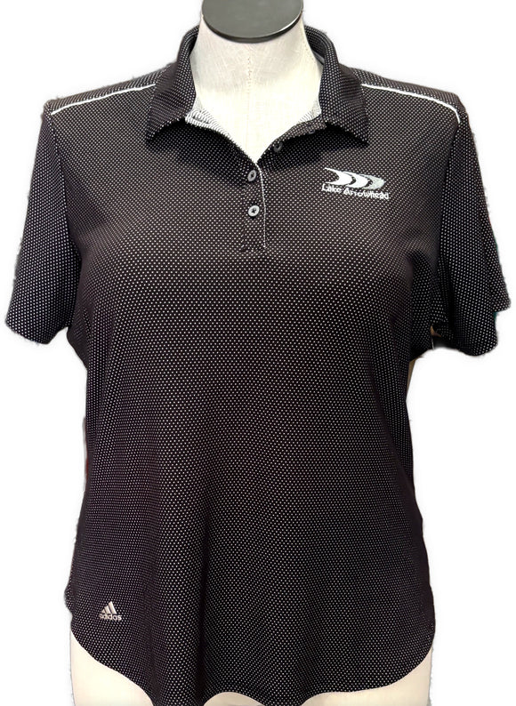 Adidas Black w/White Micro Dot Women's Short Sleeve Polo w/Logo Size XL